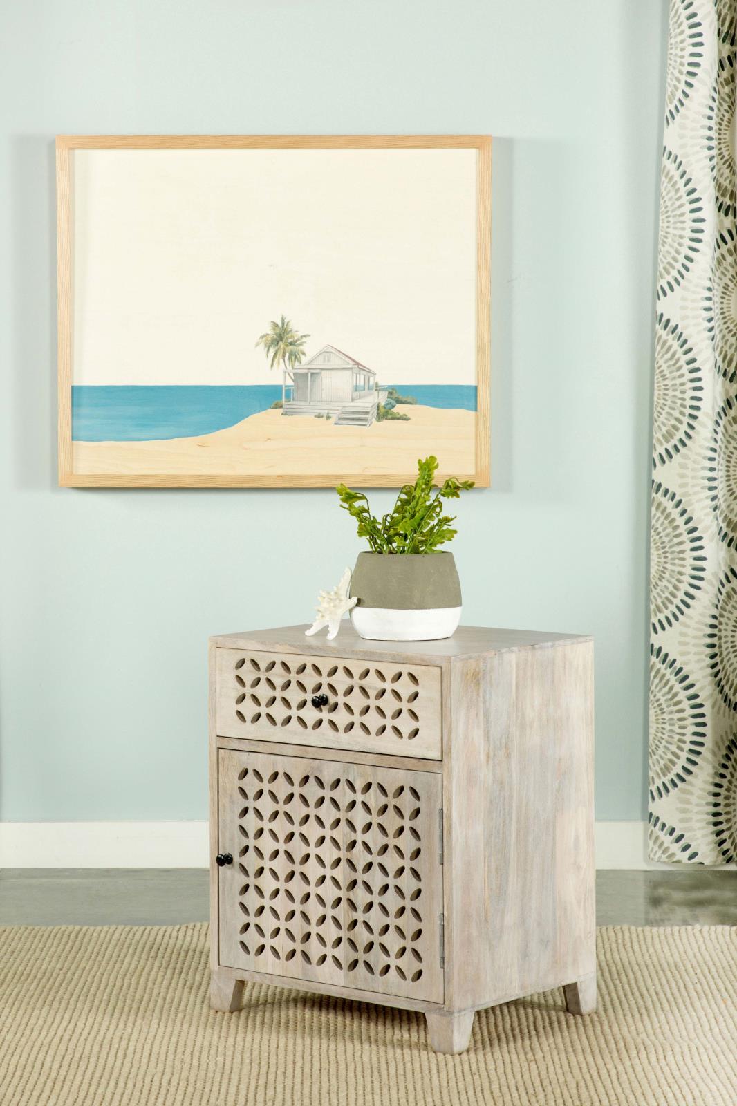 August White Washed 1-Door Accent Cabinet