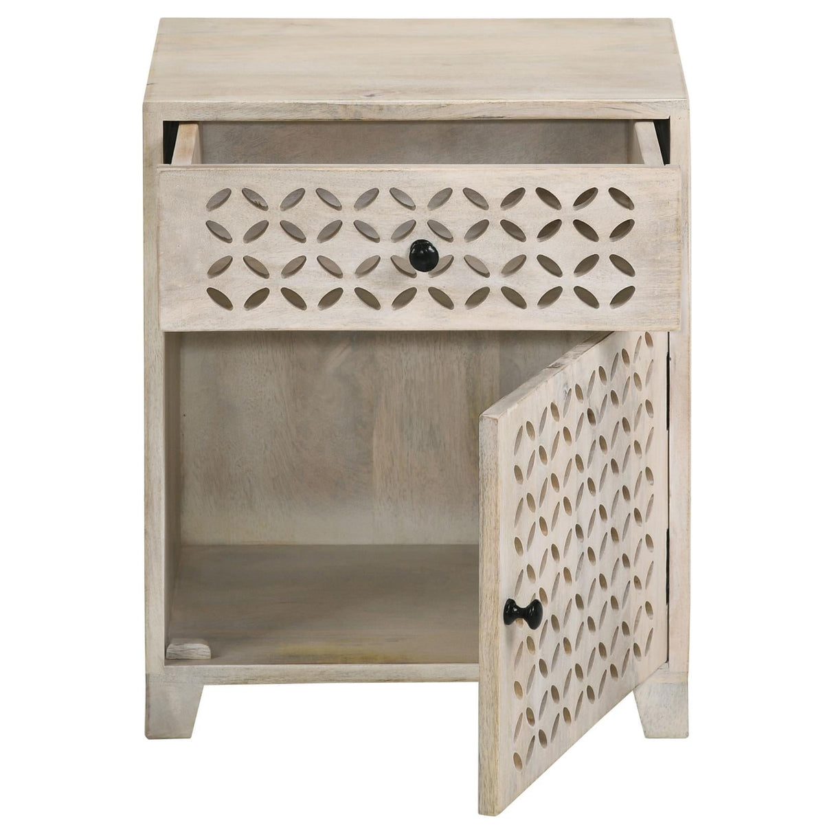 August White Washed 1-Door Accent Cabinet