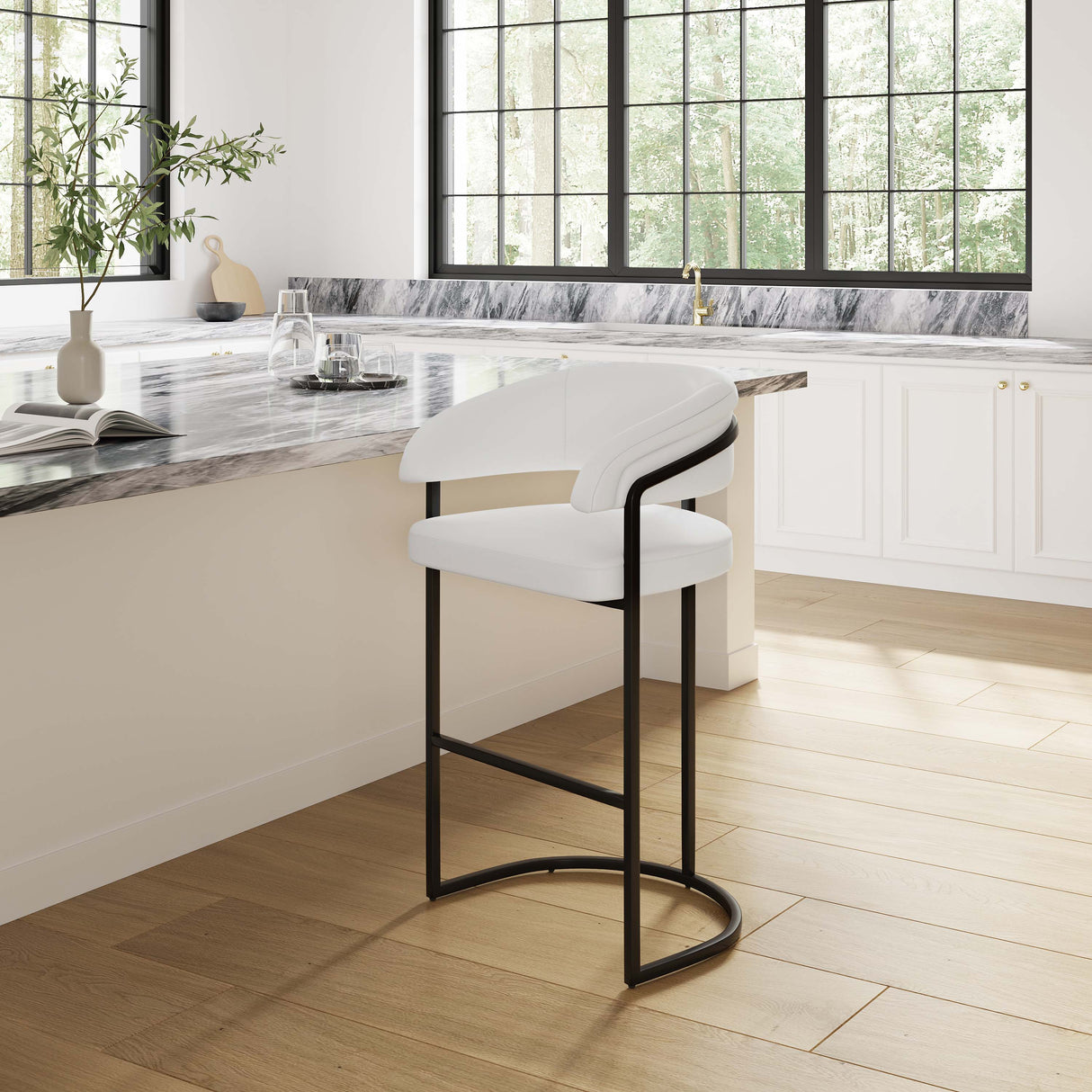 Augusta Barstool in White by Manhattan Comfort at Eve Furniture