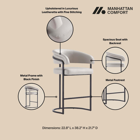 Augusta Counter Stool in Light Grey (set of 2) by Manhattan Comfort at Eve Furniture