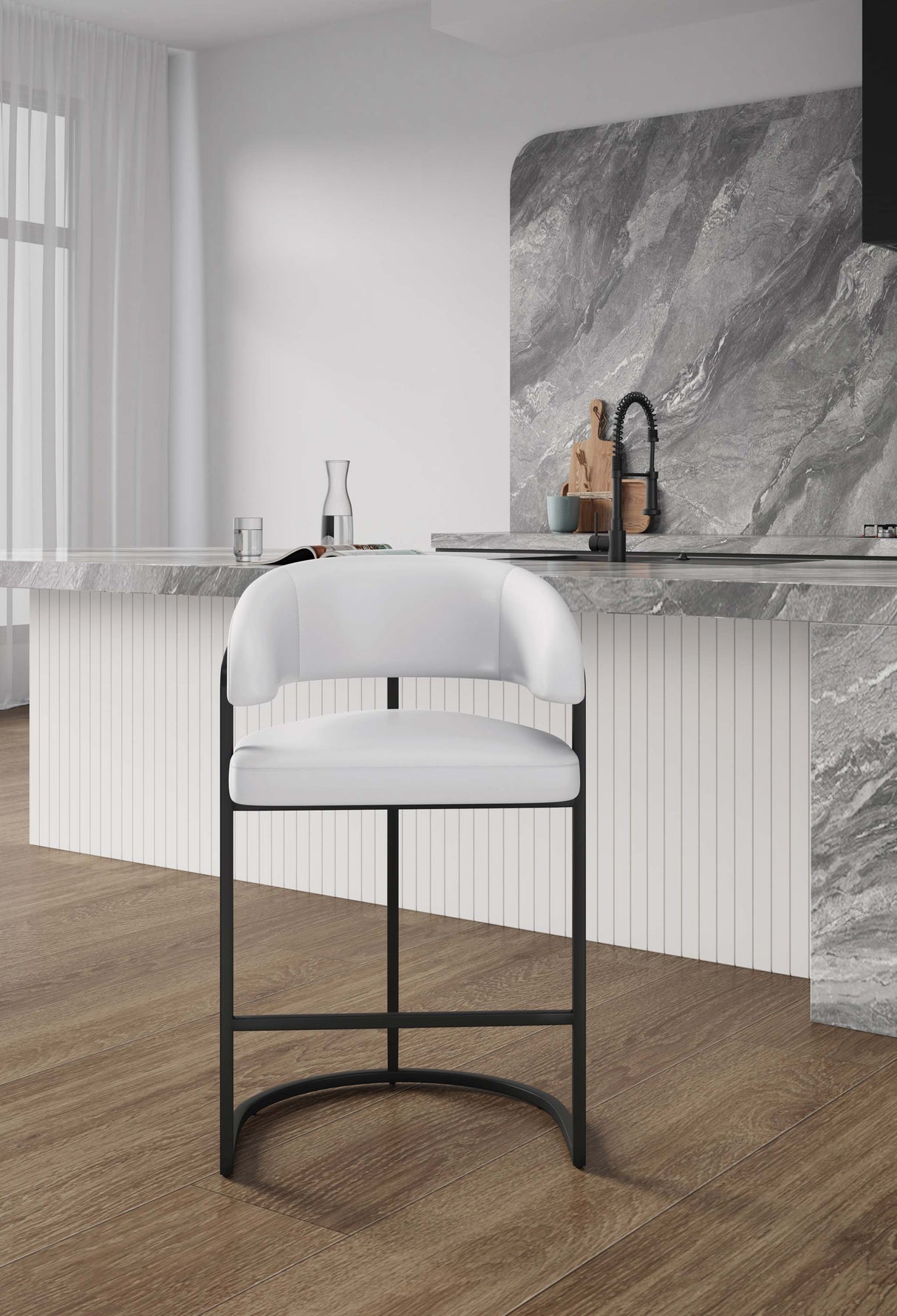 Augusta Counter Stool in White by Manhattan Comfort at Eve Furniture