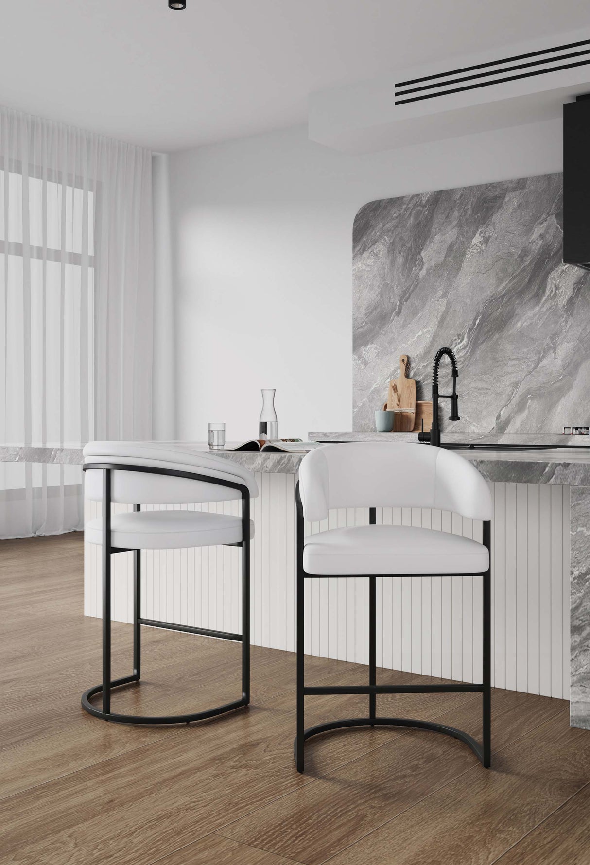 Augusta Counter Stool in White (set of 2) by Manhattan Comfort at Eve Furniture