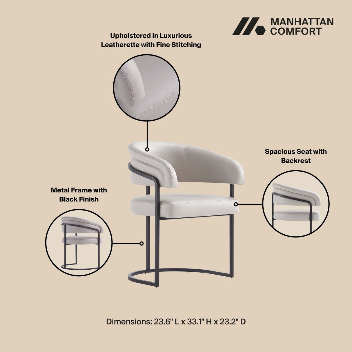 Augusta Dining Chair in Light Grey (set of 6) by Manhattan Comfort at Eve Furniture