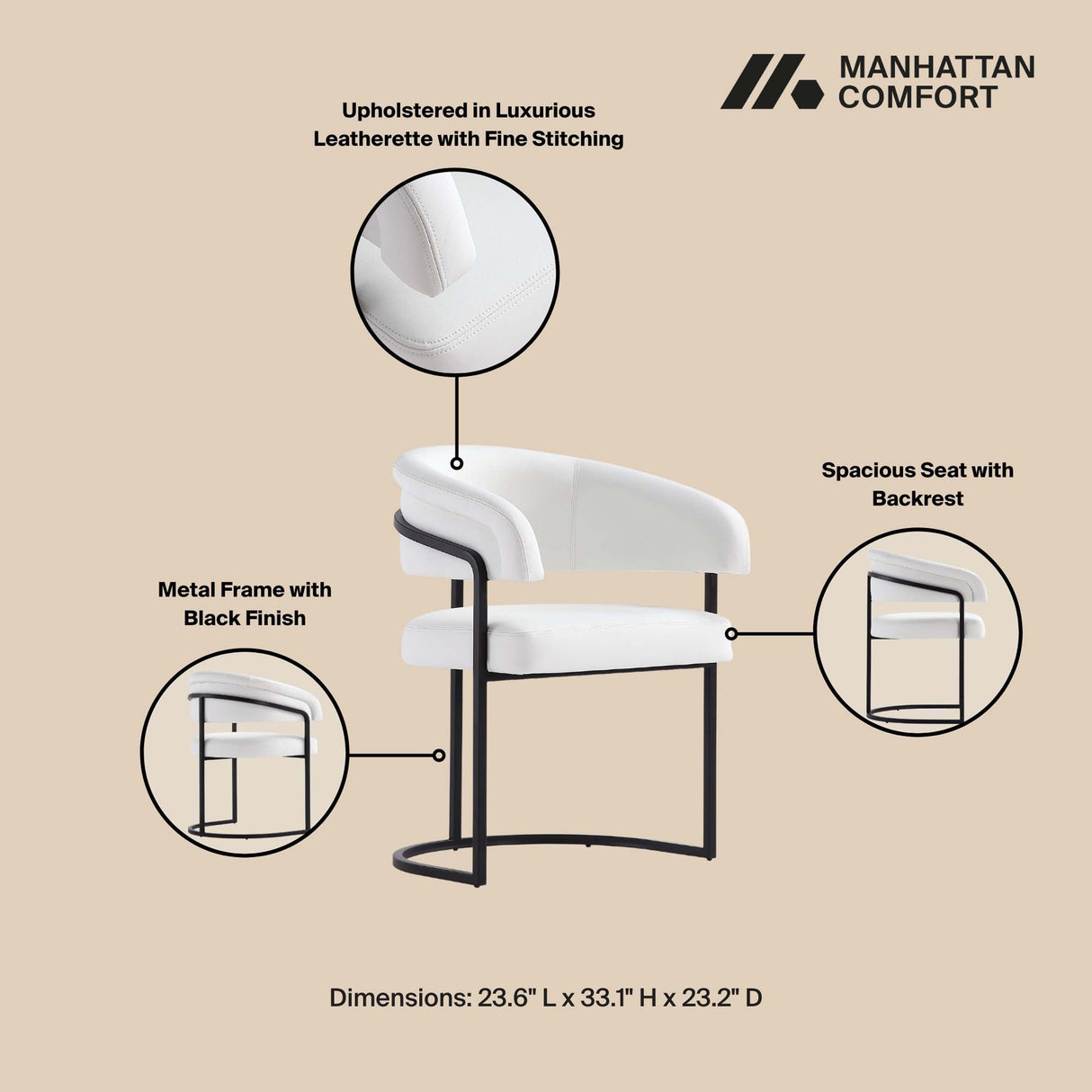 Augusta Dining Chair in White (set of 4) by Manhattan Comfort at Eve Furniture