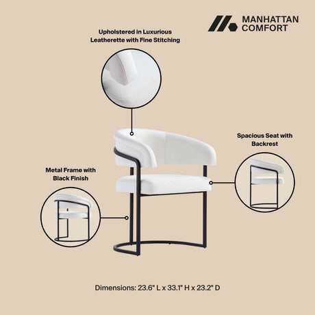 Augusta Dining Chair in White (set of 6) by Manhattan Comfort at Eve Furniture