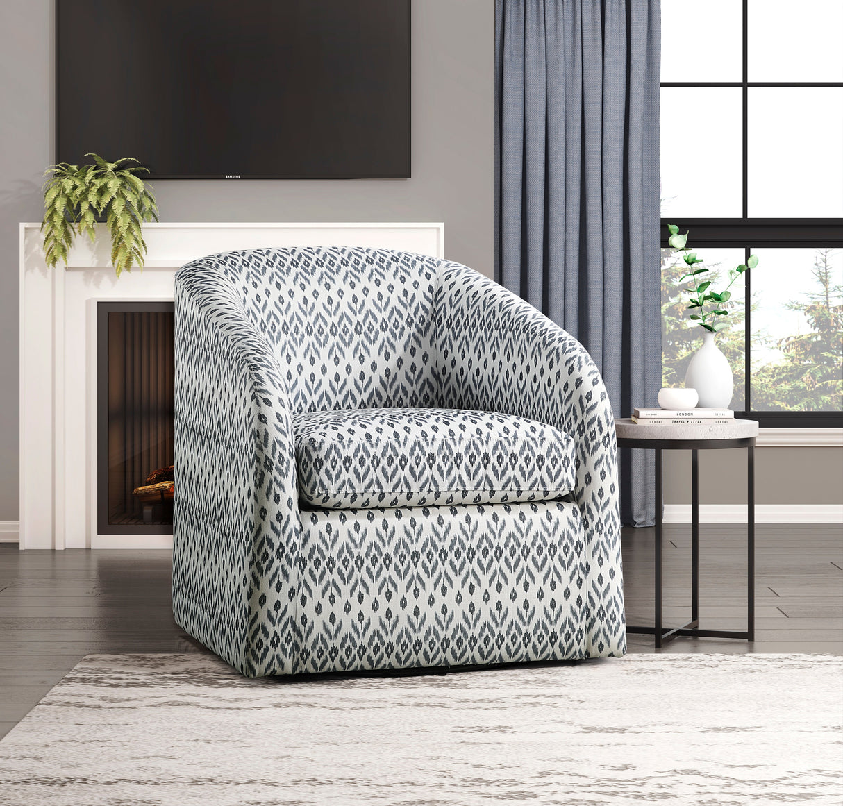 Augustine Blue/White Swivel Chair by Homelegance at Eve Furniture