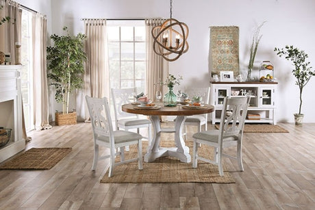 Auletta Rustic/Distressed White, Distressed Dark Oak 5-Piece Dining Room Set by Furniture of America at Eve Furniture