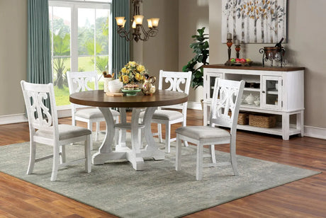 Auletta Rustic/Distressed White, Distressed Dark Oak 5-Piece Dining Room Set by Furniture of America at Eve Furniture