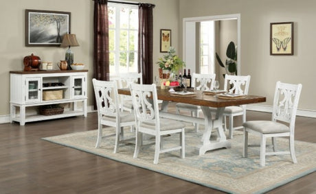 Auletta Rustic/Distressed White, Distressed Dark Oak 7-Piece Dining Room Set by Furniture of America at Eve Furniture