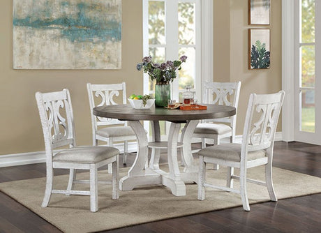 Auletta Rustic/Distressed White/Gray 5-Piece Dining Room Set by Furniture of America at Eve Furniture