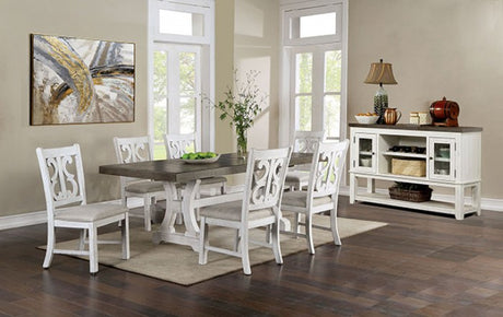 Auletta Rustic/Distressed White/Gray 7-Piece Dining Room Set by Furniture of America at Eve Furniture