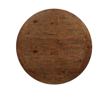 Auletta Distressed White/Distressed Dark Oak Round Table by Furniture of America at Eve Furniture