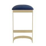 Aura Bar Stool in Blue and Polished Brass by Manhattan Comfort at Eve Furniture