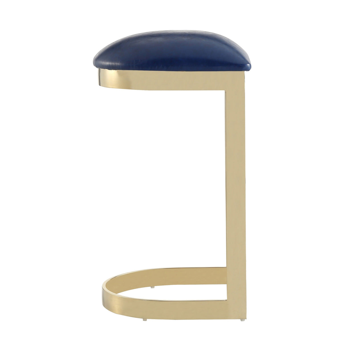 Aura Bar Stool in Blue and Polished Brass by Manhattan Comfort at Eve Furniture