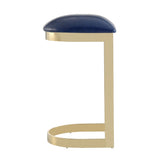 Aura Bar Stool in Blue and Polished Brass by Manhattan Comfort at Eve Furniture