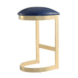 Aura Bar Stool in Blue and Polished Brass by Manhattan Comfort at Eve Furniture