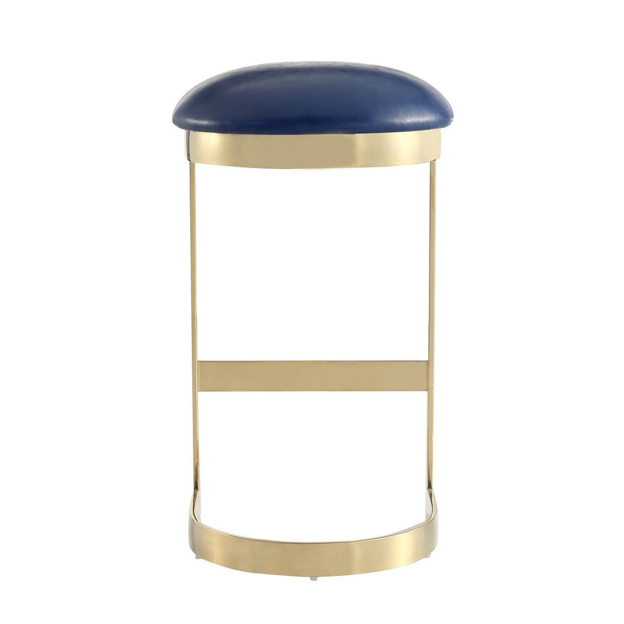 Aura Bar Stool in Blue and Polished Brass by Manhattan Comfort at Eve Furniture