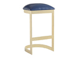 Aura Bar Stool in Blue and Polished Brass by Manhattan Comfort at Eve Furniture