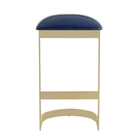 Aura Bar Stool in Blue and Polished Brass (set of 2) by Manhattan Comfort at Eve Furniture