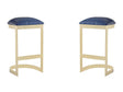 Aura Bar Stool in Blue and Polished Brass (set of 2) by Manhattan Comfort at Eve Furniture