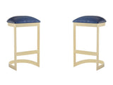 Aura Bar Stool in Blue and Polished Brass (set of 2) by Manhattan Comfort at Eve Furniture
