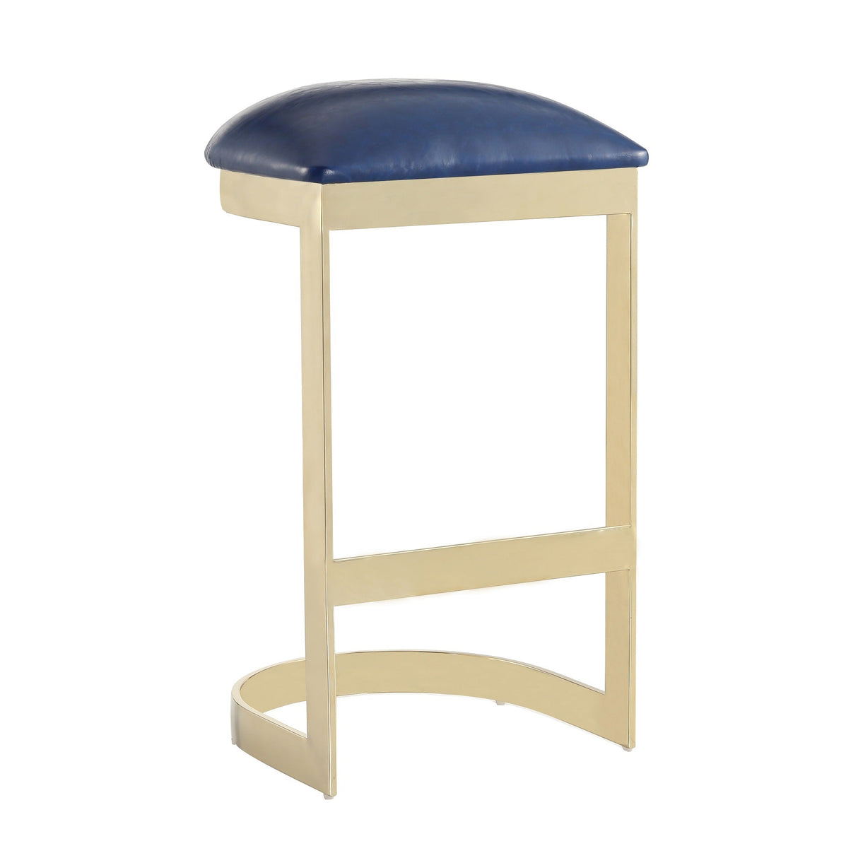 Aura Bar Stool in Blue and Polished Brass (set of 3) by Manhattan Comfort at Eve Furniture