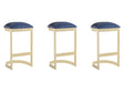Aura Bar Stool in Blue and Polished Brass (set of 3) by Manhattan Comfort at Eve Furniture