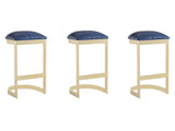 Aura Bar Stool in Blue and Polished Brass (set of 3) by Manhattan Comfort at Eve Furniture
