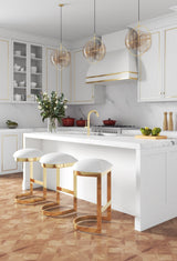 Aura Bar Stool in White and Polished Brass by Manhattan Comfort at Eve Furniture
