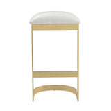 Aura Bar Stool in White and Polished Brass by Manhattan Comfort at Eve Furniture