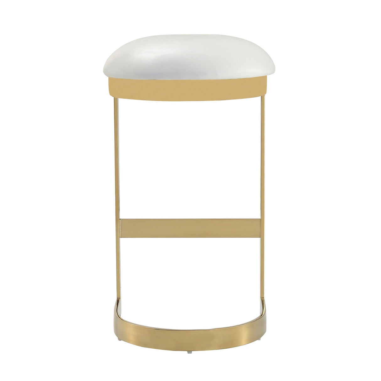 Aura Bar Stool in White and Polished Brass by Manhattan Comfort at Eve Furniture