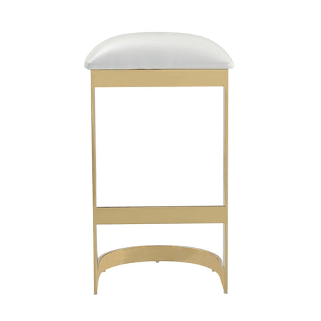 Aura Bar Stool in White and Polished Brass by Manhattan Comfort at Eve Furniture