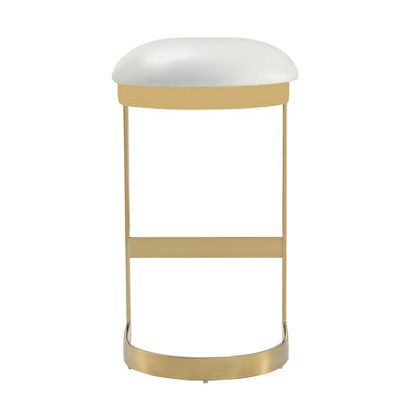 Aura Bar Stool in White and Polished Brass by Manhattan Comfort at Eve Furniture