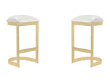 Aura Bar Stool in White and Polished Brass (set of 2) by Manhattan Comfort at Eve Furniture