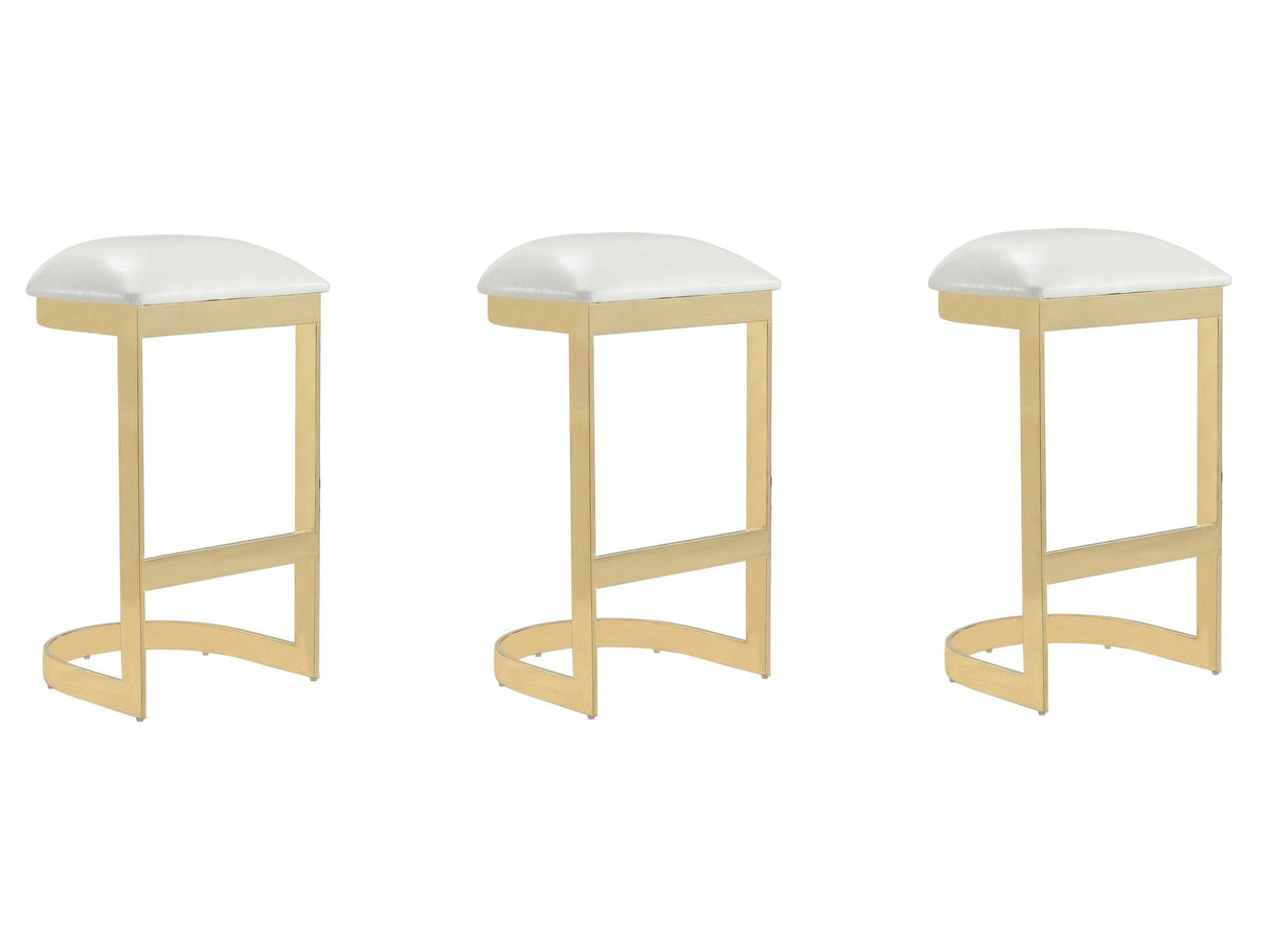 Aura Bar Stool in White and Polished Brass (set of 3) by Manhattan Comfort at Eve Furniture