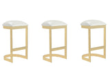 Aura Bar Stool in White and Polished Brass (set of 3) by Manhattan Comfort at Eve Furniture