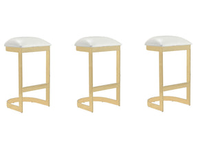 Aura Bar Stool in White and Polished Brass (set of 3) by Manhattan Comfort at Eve Furniture