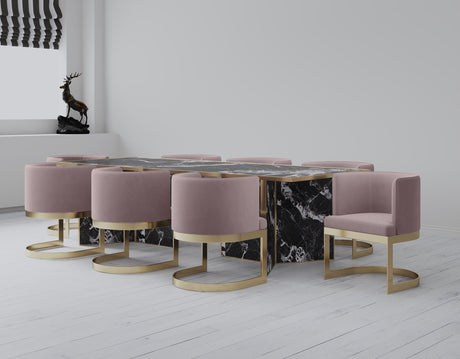 Aura Dining Chair in Blush and Polished Brass by Manhattan Comfort at Eve Furniture