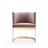 Aura Dining Chair in Blush and Polished Brass by Manhattan Comfort at Eve Furniture