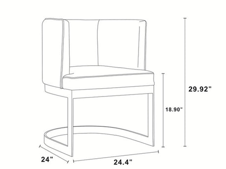 Aura Dining Chair in Blush and Polished Brass (set of 2) by Manhattan Comfort at Eve Furniture