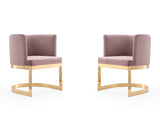Aura Dining Chair in Blush and Polished Brass (set of 2) by Manhattan Comfort at Eve Furniture