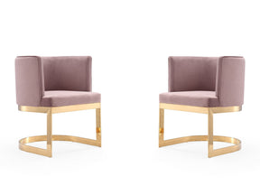 Aura Dining Chair in Blush and Polished Brass (set of 2) by Manhattan Comfort at Eve Furniture