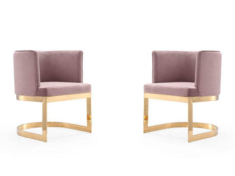 Aura Dining Chair in Blush and Polished Brass (set of 2) by Manhattan Comfort at Eve Furniture