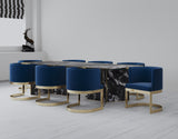 Aura Dining Chair in Royal Blue and Polished Brass by Manhattan Comfort at Eve Furniture