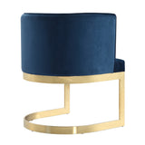 Aura Dining Chair in Royal Blue and Polished Brass by Manhattan Comfort at Eve Furniture