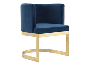 Aura Dining Chair in Royal Blue and Polished Brass by Manhattan Comfort at Eve Furniture