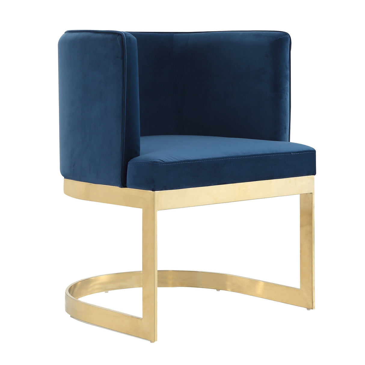 Aura Dining Chair in Royal Blue and Polished Brass (set of 2) by Manhattan Comfort at Eve Furniture