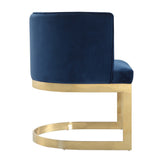 Aura Dining Chair in Royal Blue and Polished Brass (set of 2) by Manhattan Comfort at Eve Furniture