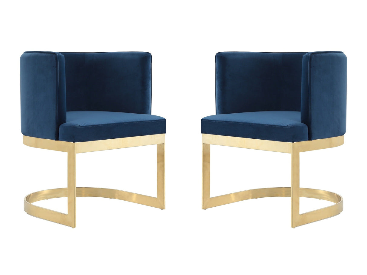 Aura Dining Chair in Royal Blue and Polished Brass (set of 2) by Manhattan Comfort at Eve Furniture