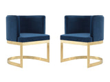 Aura Dining Chair in Royal Blue and Polished Brass (set of 2) by Manhattan Comfort at Eve Furniture